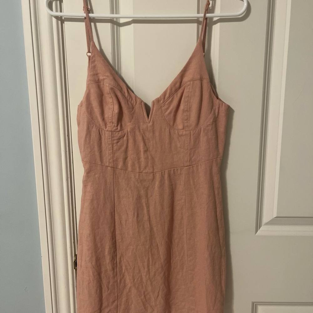 Pink Strappy Linen Dress